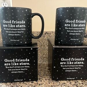 Black Starry Mug Gift Set - 2 Inspirational Friendship Mugs.Besties Forever